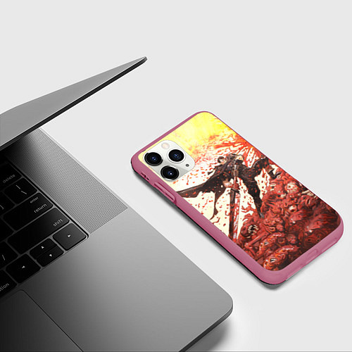 Чехол iPhone 11 Pro матовый BERSERK ГАТС РУНА спина / 3D-Малиновый – фото 3