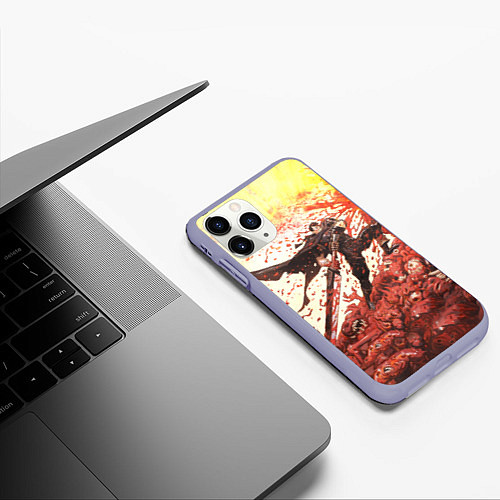 Чехол iPhone 11 Pro матовый BERSERK ГАТС РУНА спина / 3D-Светло-сиреневый – фото 3