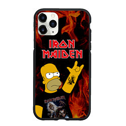 Чехол iPhone 11 Pro матовый Iron Maiden Гомер Симпсон Рокер, цвет: 3D-черный