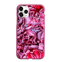 Чехол iPhone 11 Pro матовый Гвоздики, цвет: 3D-малиновый