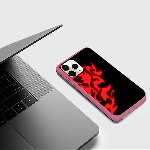 Чехол iPhone 11 Pro матовый КРАСНЫЙ ЩИТ ПРОКЛЯТЫЙ / 3D-Малиновый – фото 3