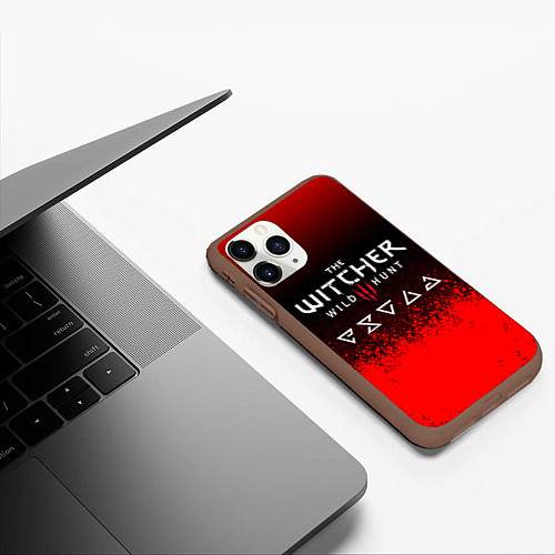 Чехол iPhone 11 Pro матовый Witcher blood / 3D-Коричневый – фото 3