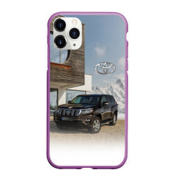 Чехол iPhone 11 Pro матовый Тoyota Land Cruiser Prado у горного коттеджа Mount, цвет: 3D-фиолетовый