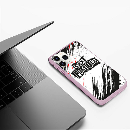 Чехол iPhone 11 Pro матовый Sex Pistols Big Logo / 3D-Розовый – фото 3