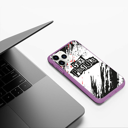 Чехол iPhone 11 Pro матовый Sex Pistols Big Logo / 3D-Фиолетовый – фото 3