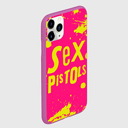 Чехол iPhone 11 Pro матовый Sex Pistols Yellow Logo, цвет: 3D-фиолетовый — фото 2