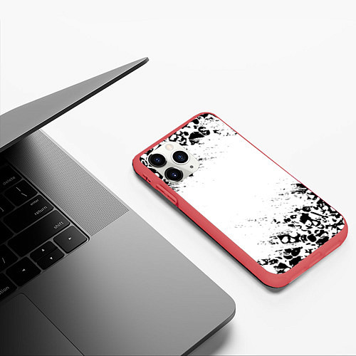 Чехол iPhone 11 Pro матовый Выцветшие потёртости SKULLS / 3D-Красный – фото 3