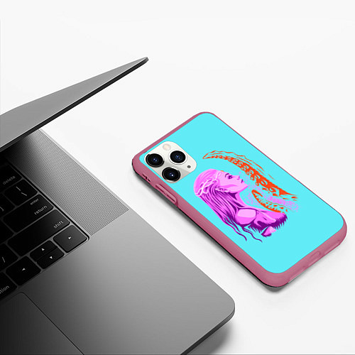 Чехол iPhone 11 Pro матовый GIRL AND OCTOPUS TENTACLES / 3D-Малиновый – фото 3