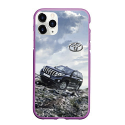 Чехол iPhone 11 Pro матовый Toyota Land Cruiser Prado на скальных камнях Mount, цвет: 3D-фиолетовый