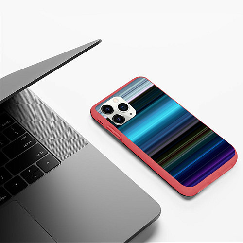 Чехол iPhone 11 Pro матовый Неоновые линии neon lines / 3D-Красный – фото 3