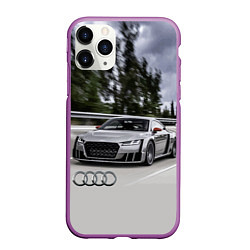 Чехол iPhone 11 Pro матовый Ауди на скоростном шоссе Audi on the expressway, цвет: 3D-фиолетовый