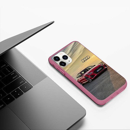 Чехол iPhone 11 Pro матовый Audi RS 7 на закате солнца Audi RS 7 at sunset / 3D-Малиновый – фото 3