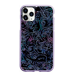 Чехол iPhone 11 Pro матовый Strange patterns, цвет: 3D-светло-сиреневый