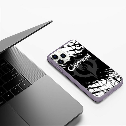 Чехол iPhone 11 Pro матовый Chaoseum Logo Grunge / 3D-Серый – фото 3