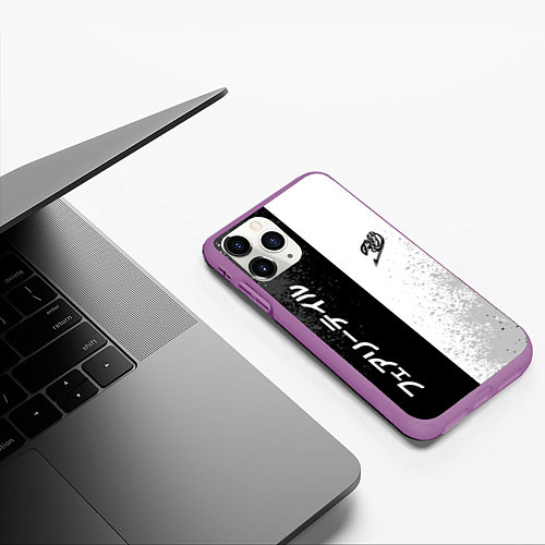 Чехол iPhone 11 Pro матовый FAIRY TAIL BLACK AND WHITE LOGO / 3D-Фиолетовый – фото 3