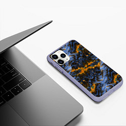Чехол iPhone 11 Pro матовый Оранжево-Синяя Вулканическая Лава, цвет: 3D-светло-сиреневый — фото 2