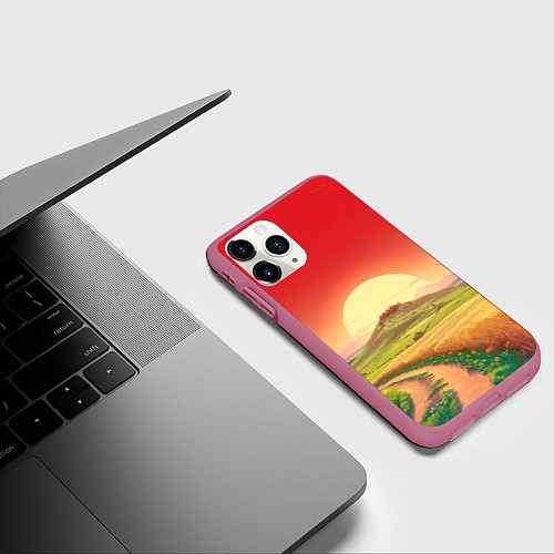Чехол iPhone 11 Pro матовый Дорога к солнцу / 3D-Малиновый – фото 3