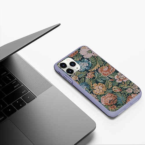 Чехол iPhone 11 Pro матовый Floral pattern Цветочный паттерн / 3D-Светло-сиреневый – фото 3