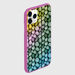 Чехол iPhone 11 Pro матовый Морские розовые голубые желтые камешки, цвет: 3D-фиолетовый — фото 2