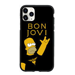 Чехол iPhone 11 Pro матовый Bon Jovi Гомер Симпсон Рокер, цвет: 3D-черный