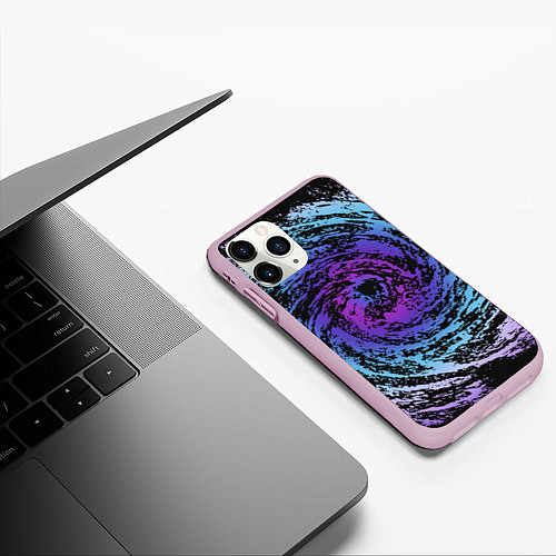 Чехол iPhone 11 Pro матовый Галактика Неон / 3D-Розовый – фото 3