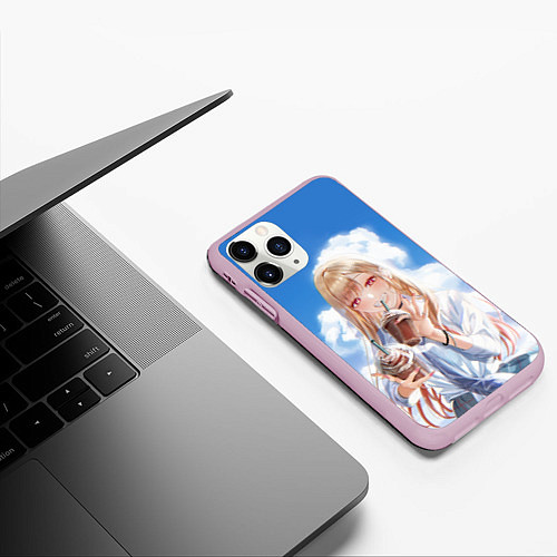 Чехол iPhone 11 Pro матовый МАРИН КИТАГАВА С МОЛОЧНЫМ КОКТЕЛЕМ / 3D-Розовый – фото 3