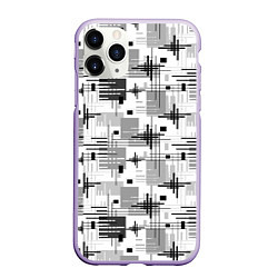 Чехол iPhone 11 Pro матовый Черно белый ретро геометрический узор, цвет: 3D-светло-сиреневый