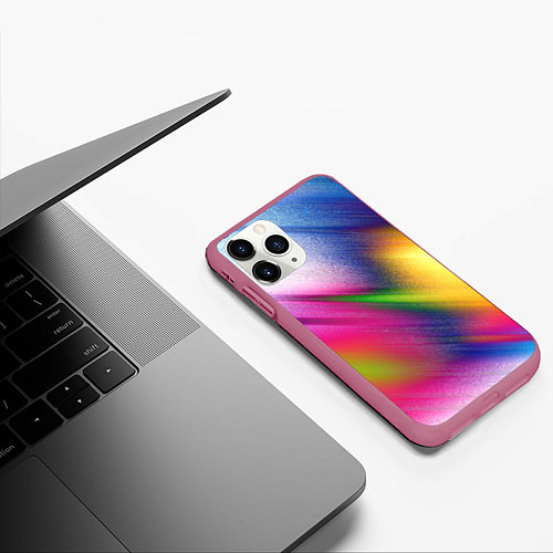 Чехол iPhone 11 Pro матовый Абстрактный разноцветный текстурированный фон / 3D-Малиновый – фото 3