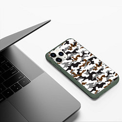 Чехол iPhone 11 Pro матовый Камуфляж Чёрно-Белый Camouflage Black-White, цвет: 3D-темно-зеленый — фото 2