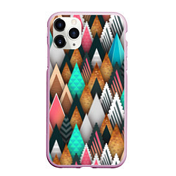 Чехол iPhone 11 Pro матовый Абстрактный цветной лес, цвет: 3D-розовый