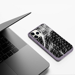 Чехол iPhone 11 Pro матовый Полигональный объёмный авангардный узор, цвет: 3D-серый — фото 2
