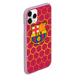 Чехол iPhone 11 Pro матовый FC BARCELONA соты, цвет: 3D-сиреневый — фото 2