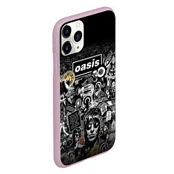 Чехол iPhone 11 Pro матовый Большой принт группы OASIS, цвет: 3D-розовый — фото 2