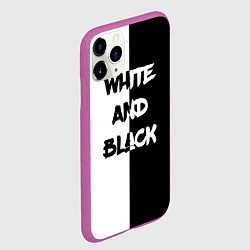 Чехол iPhone 11 Pro матовый White and Black Белое и Чёрное, цвет: 3D-фиолетовый — фото 2