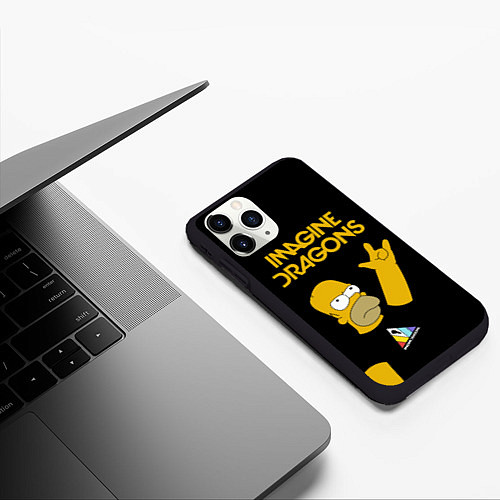 Чехол iPhone 11 Pro матовый Imagine Dragons Гомер Симпсон Рокер / 3D-Черный – фото 3