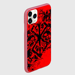 Чехол iPhone 11 Pro матовый КЛЕЙМО ЖЕРВЫ И ЧЕРЕПА БЕРСЕРК, цвет: 3D-малиновый — фото 2
