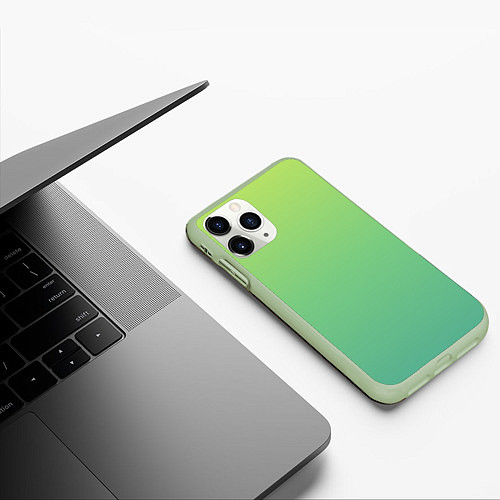 Чехол iPhone 11 Pro матовый Shades of Green GRADIENT / 3D-Салатовый – фото 3