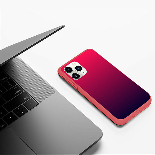 Чехол iPhone 11 Pro матовый RED to dark BLUE GRADIENT / 3D-Красный – фото 3