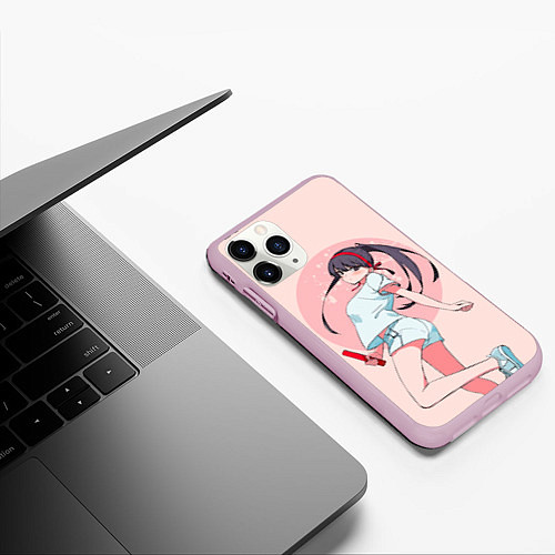 Чехол iPhone 11 Pro матовый У Коми проблемы с общением Komi-san wa / 3D-Розовый – фото 3