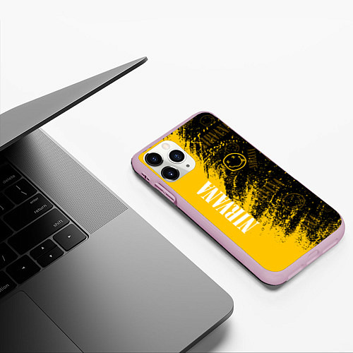 Чехол iPhone 11 Pro матовый Nirvana Паттерн / 3D-Розовый – фото 3