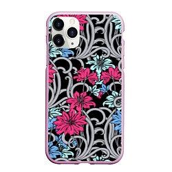 Чехол iPhone 11 Pro матовый Цветочный летний паттерн Fashion trend, цвет: 3D-розовый