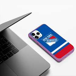 Чехол iPhone 11 Pro матовый New York Rangers Панарин, цвет: 3D-фиолетовый — фото 2