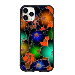 Чехол iPhone 11 Pro матовый Vanguard floral pattern Summer night Fashion trend, цвет: 3D-черный