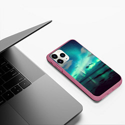 Чехол iPhone 11 Pro матовый Aurora borealis, цвет: 3D-малиновый — фото 2