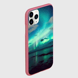 Чехол iPhone 11 Pro матовый Aurora borealis, цвет: 3D-малиновый — фото 2