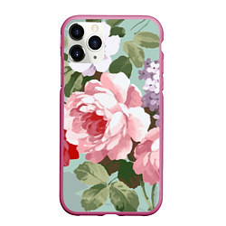 Чехол iPhone 11 Pro матовый Букет роз Лето, цвет: 3D-малиновый