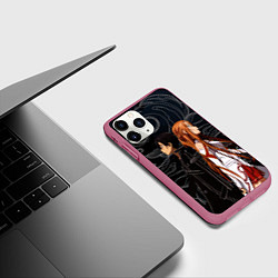 Чехол iPhone 11 Pro матовый Кирито и Асуна - Sword Art Online, цвет: 3D-малиновый — фото 2