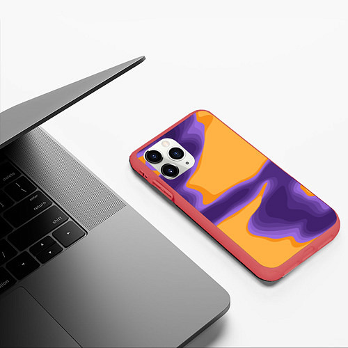 Чехол iPhone 11 Pro матовый Фиолетовая река / 3D-Красный – фото 3