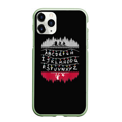 Чехол iPhone 11 Pro матовый Stranger Things Латиница, цвет: 3D-салатовый