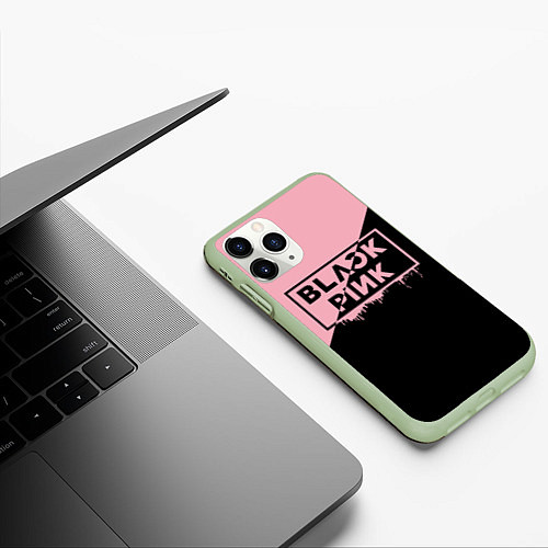 Чехол iPhone 11 Pro матовый BLACKPINK BIG LOGO / 3D-Салатовый – фото 3